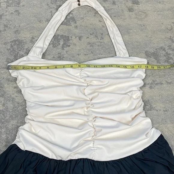 NWT Maeve Halter Twofer Mini Dress Anthro Black White Puffy Bubble Sz L - Picture 11 of 16